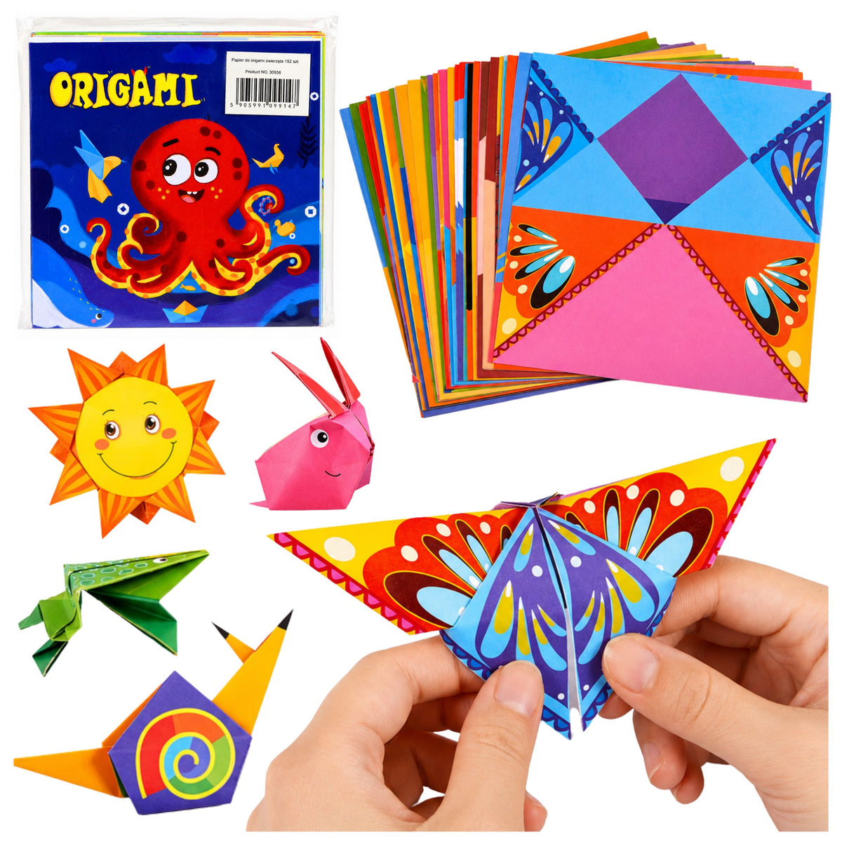 Origami Kit Colored Paper Instruction Booklet 100 Sheets