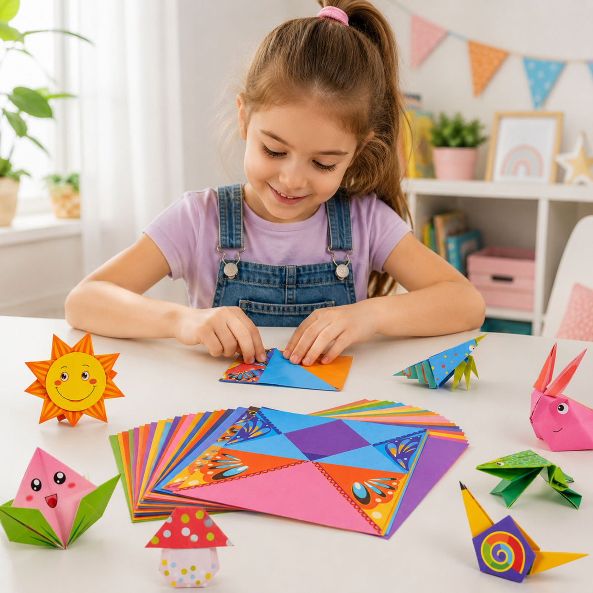 Origami Kit Colored Paper Instruction Booklet 100 Sheets