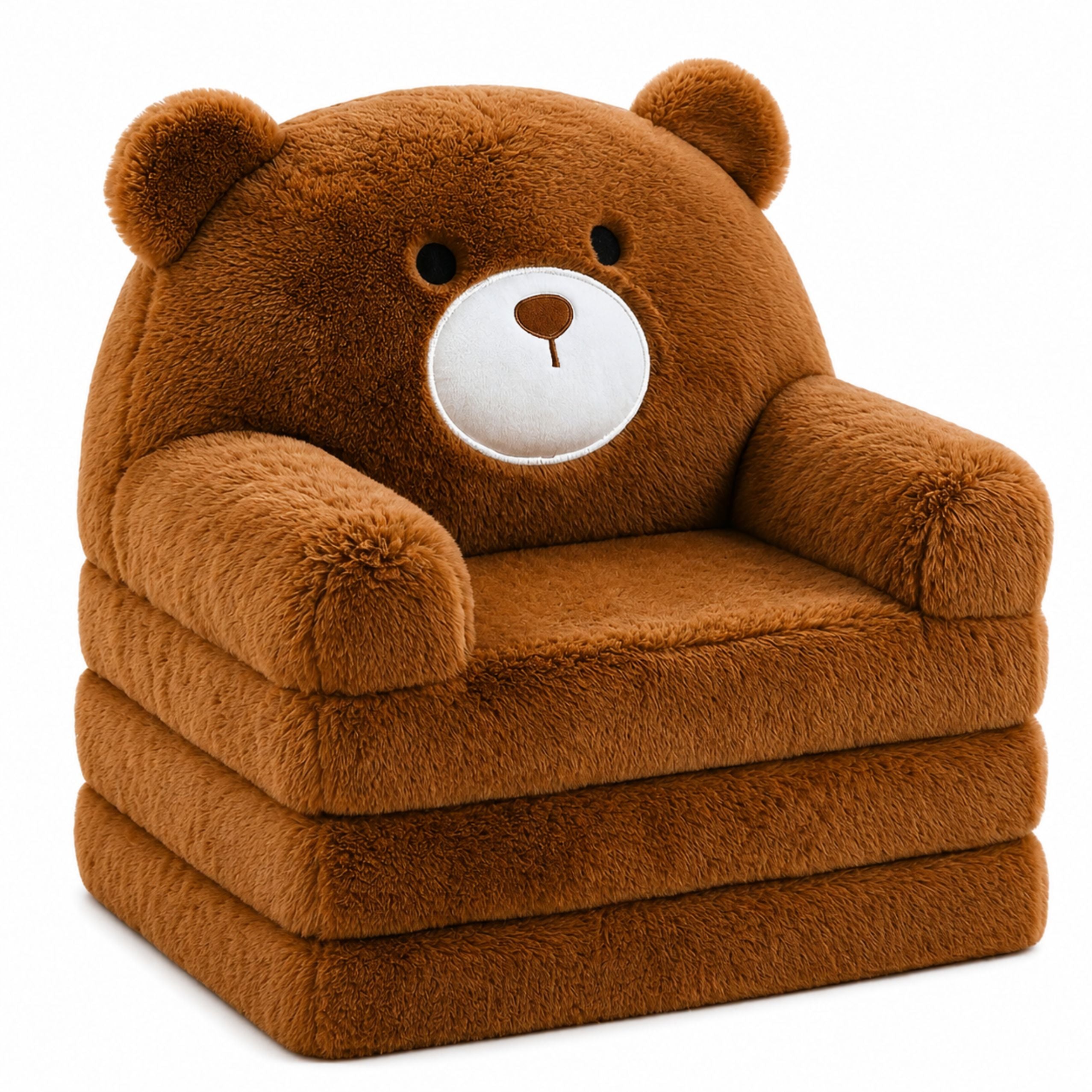 Reclining Armchair Sofa Lounger Teddy Bear 2in1 For Children Soft Plush Brown