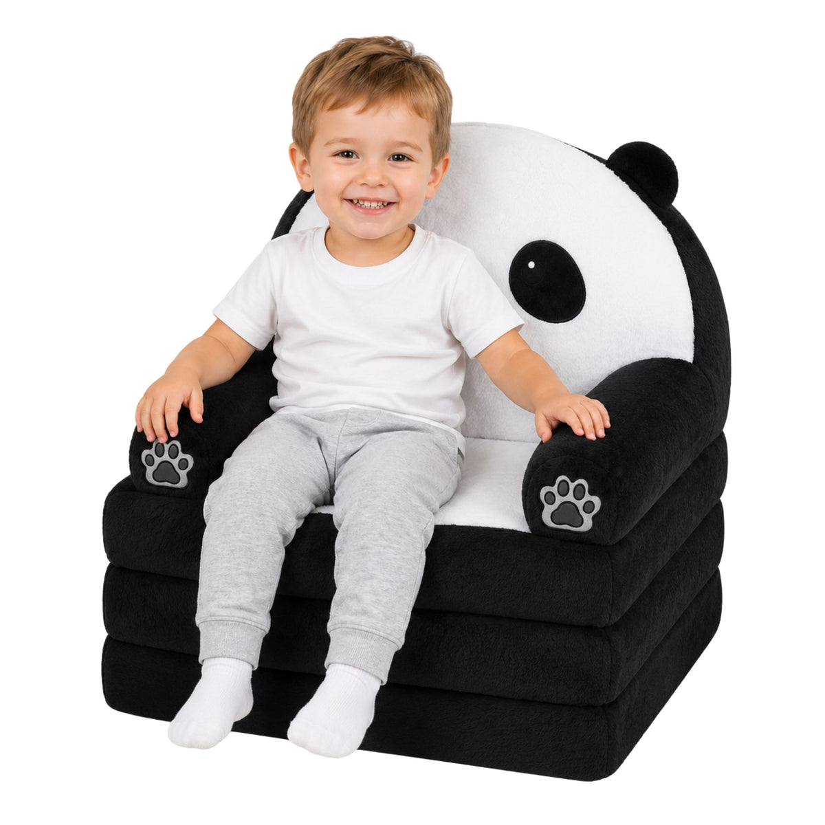 Panda 2v1 dětská měkká pohovka Křeslo/obývací pokoj Chair Black And White