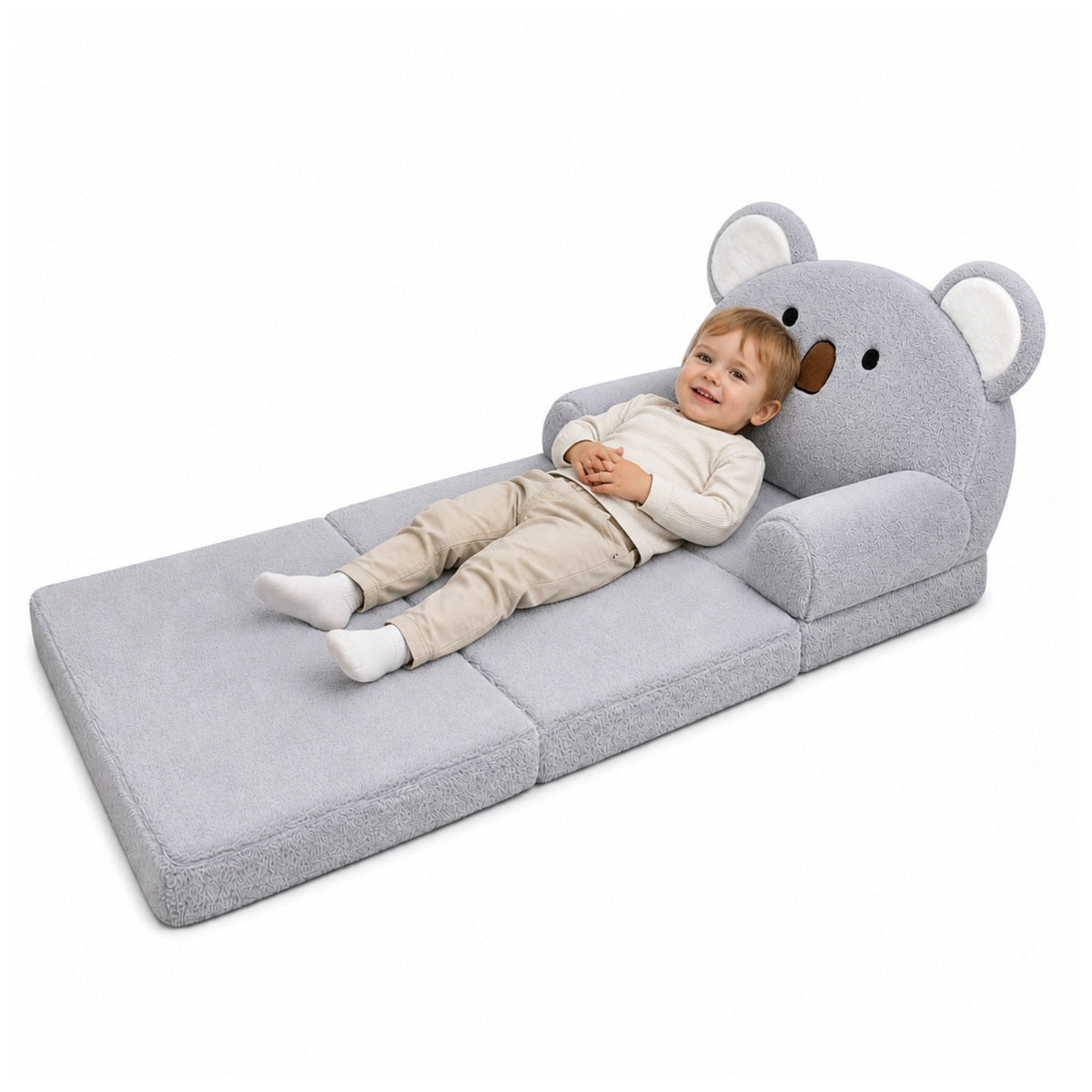 Koala 2-in-1 Cathaoirleach Tolg reclining Do Leanaí Soft Plush Grey
