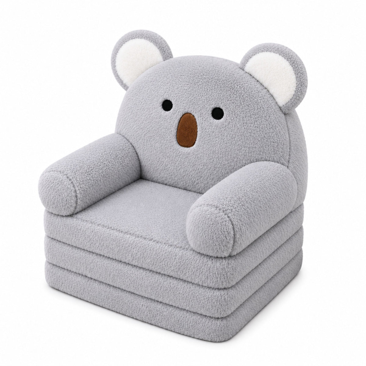 Koala 2-in-1 Cathaoirleach Tolg reclining Do Leanaí Soft Plush Grey