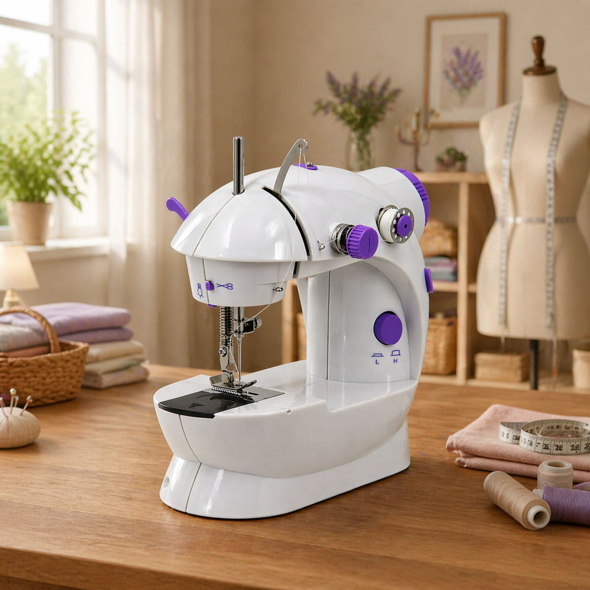 Mini Sewing Machine Led Light Portable 2 Modes Accessories Foot Pedal