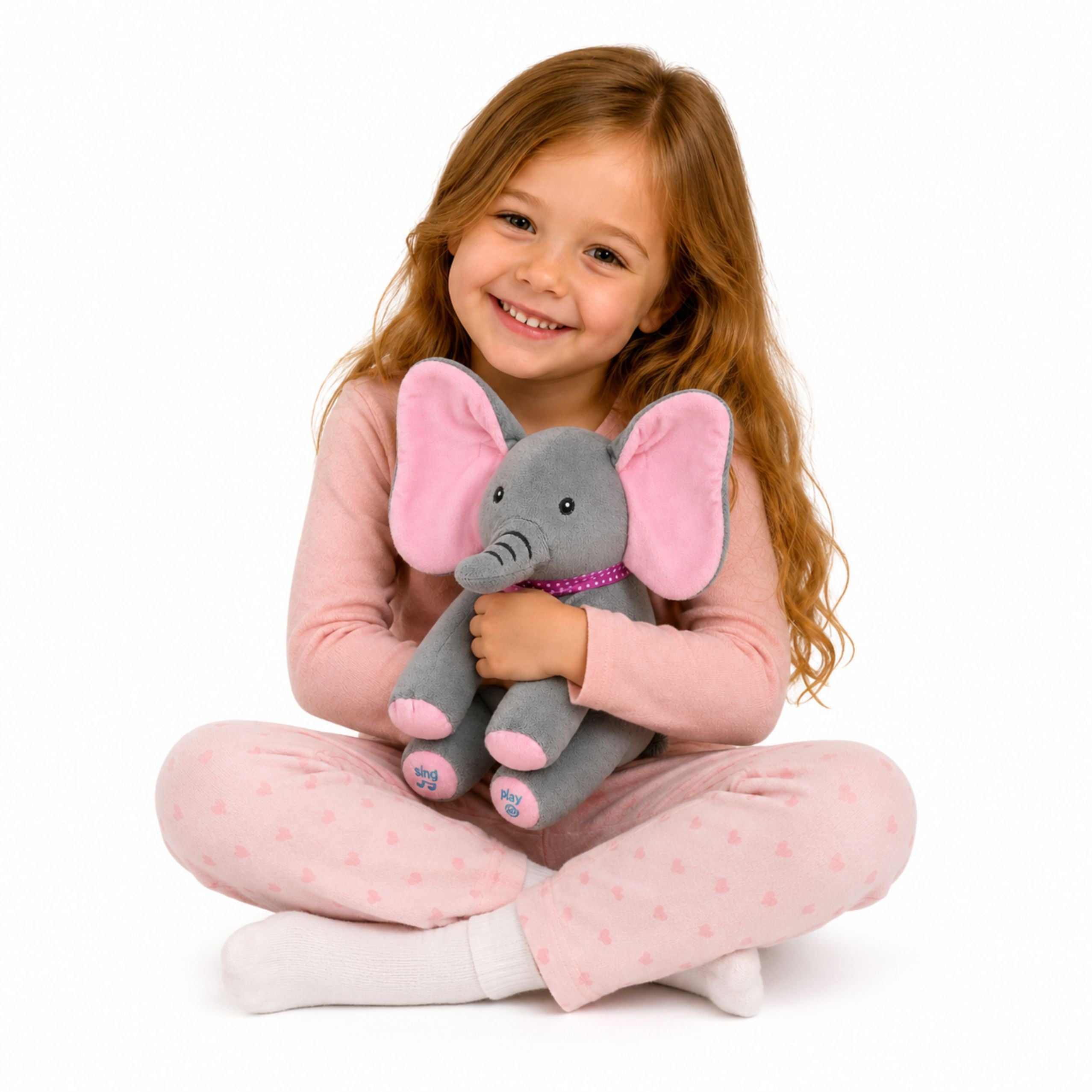 Plush Interactive Elephant Moves Ears Plays Melodies Peek-a-boo Game