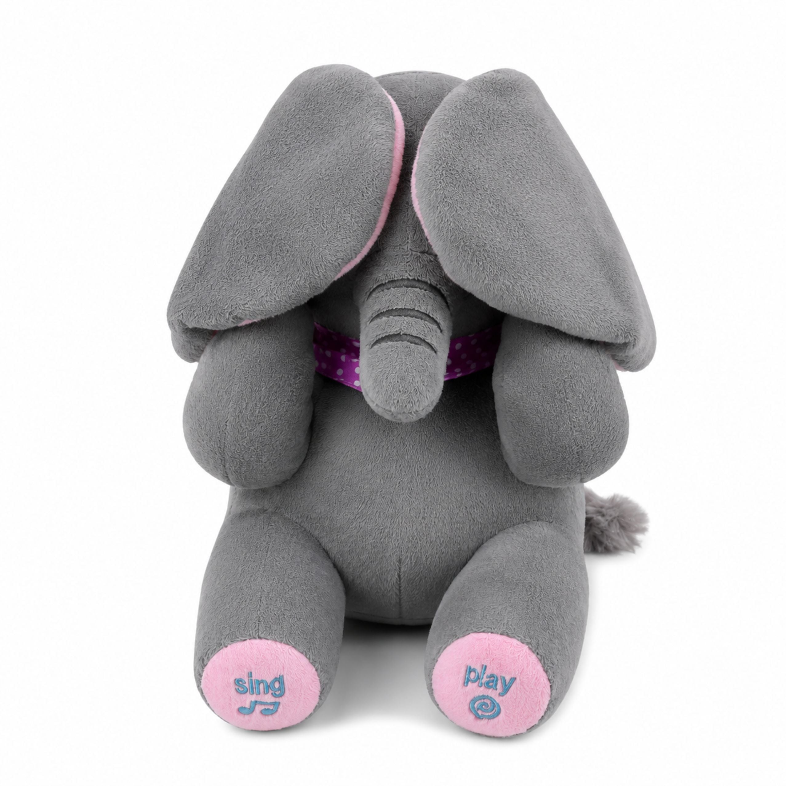 Plush Interactive Elephant Moves Ears Plays Melodies Peek-a-boo Game