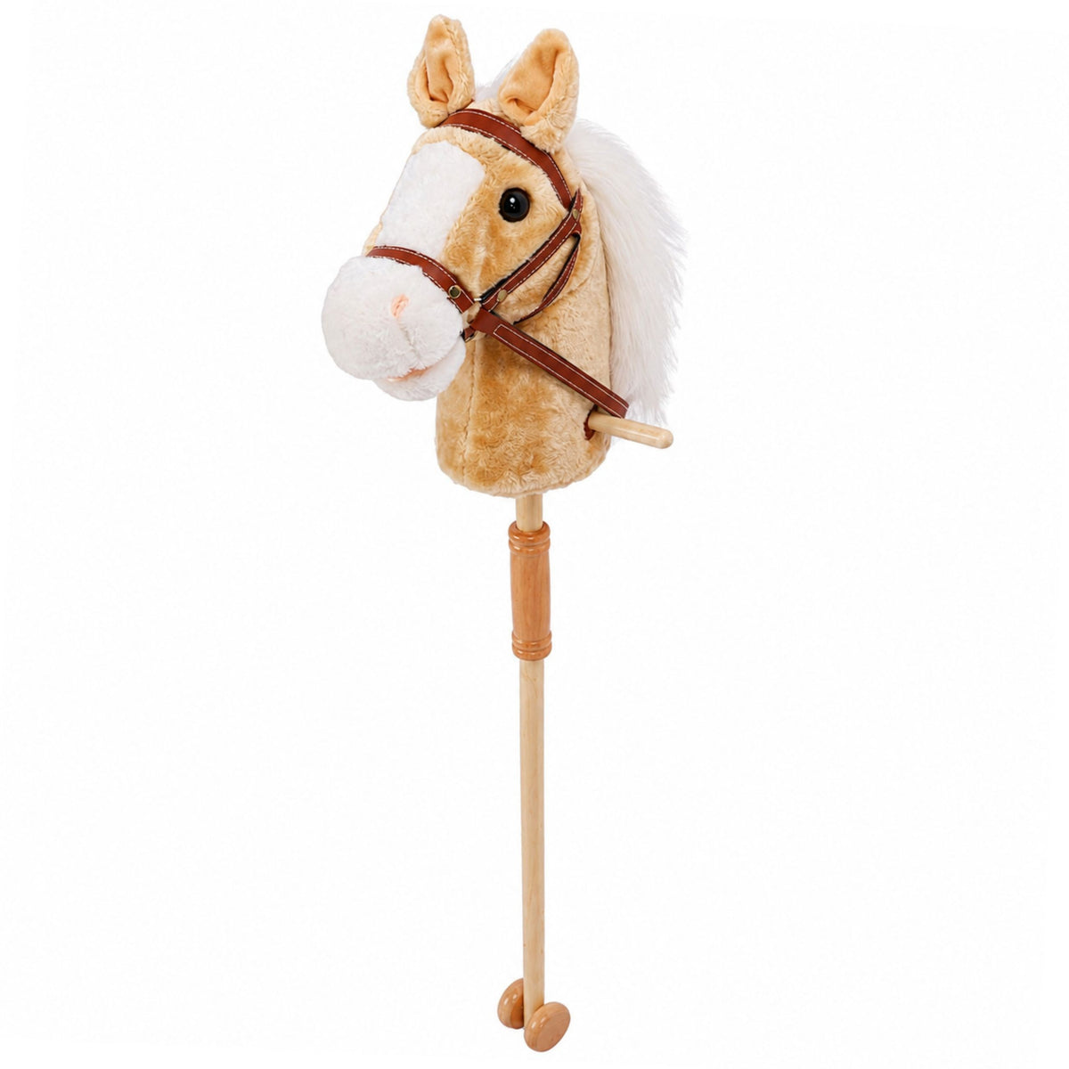 Hobby Horse Stick Horse Head Galloping Neighing Sounds Beige 100 Cm