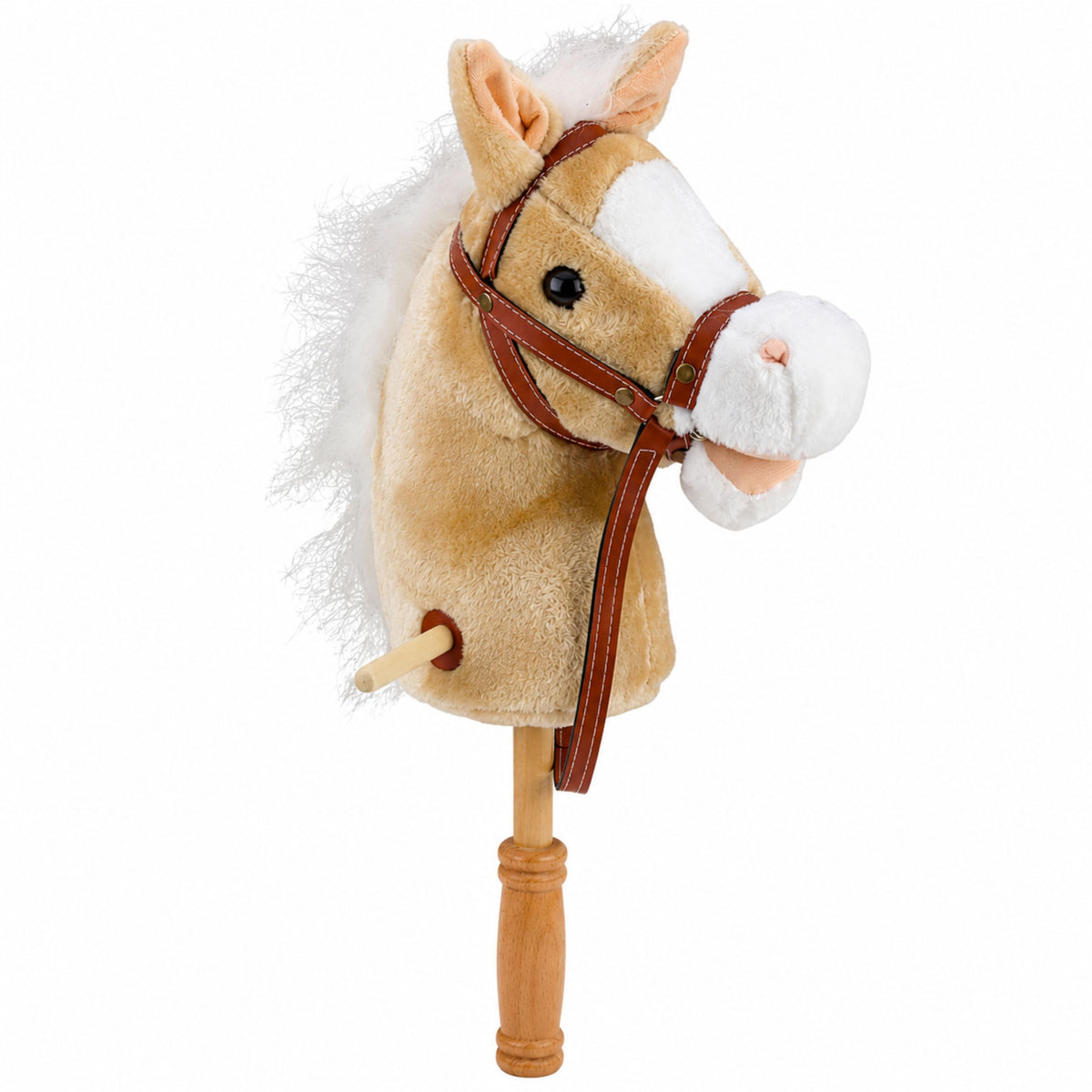 Hobby Horse Stick Horse Head Galloping Neighing Sounds Beige 100 Cm