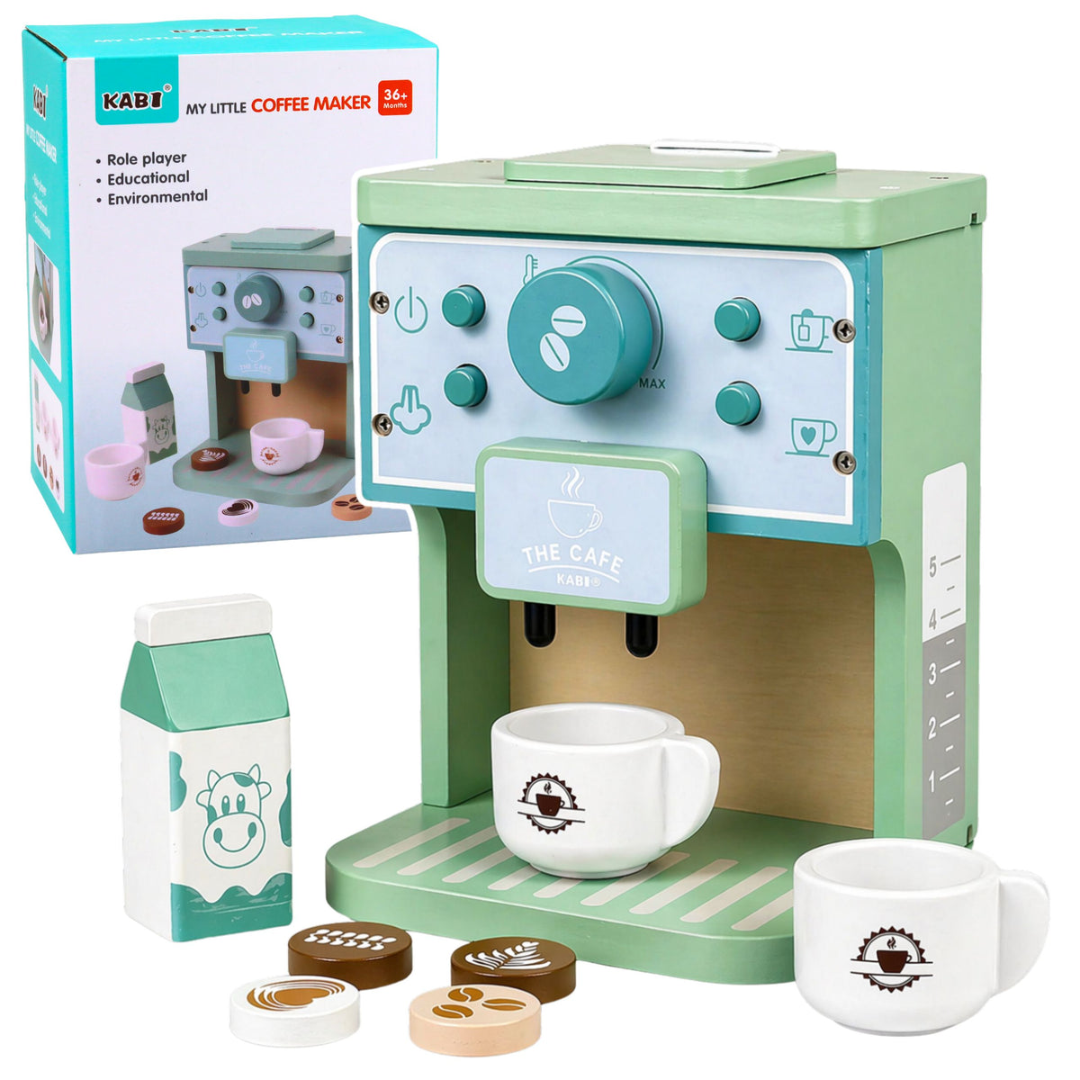 Wooden Set Of Coffee Maker Cups Milk Accessories For Children
