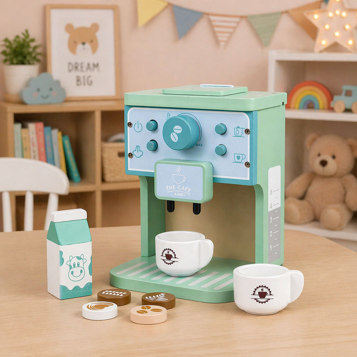 Wooden Set Of Coffee Maker Cups Milk Accessories For Children