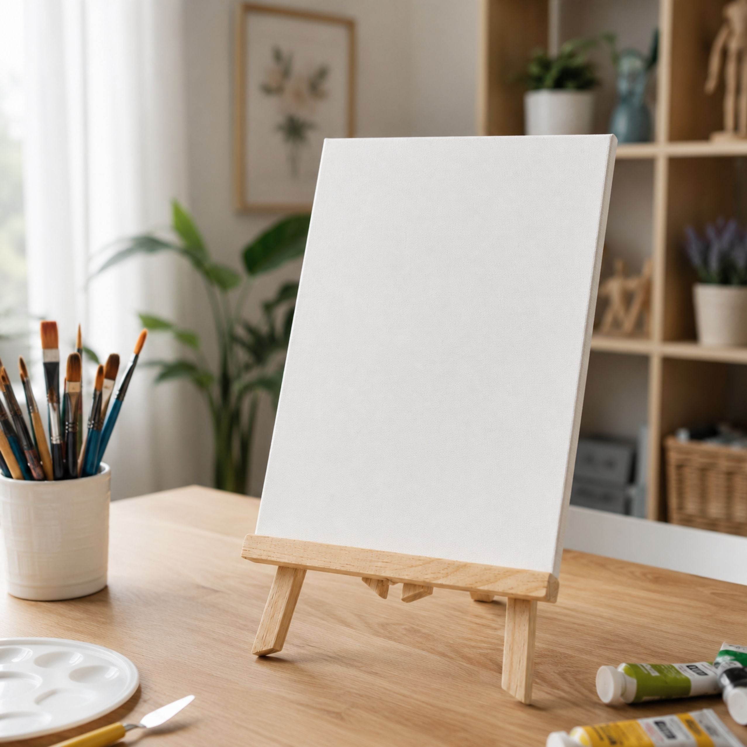 Artistic Painting Set: Easel 12 Canvases 24 Acrylic Paints Brushes
