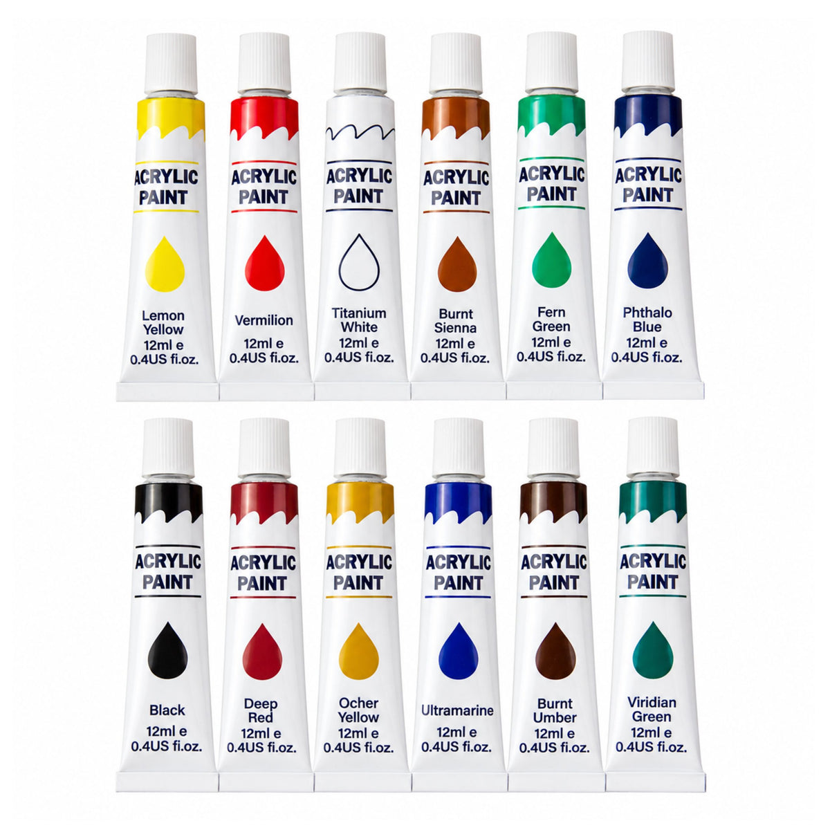 Péint Aicrileach Ealaíne Socraigh 24 Dathanna 12 Ml