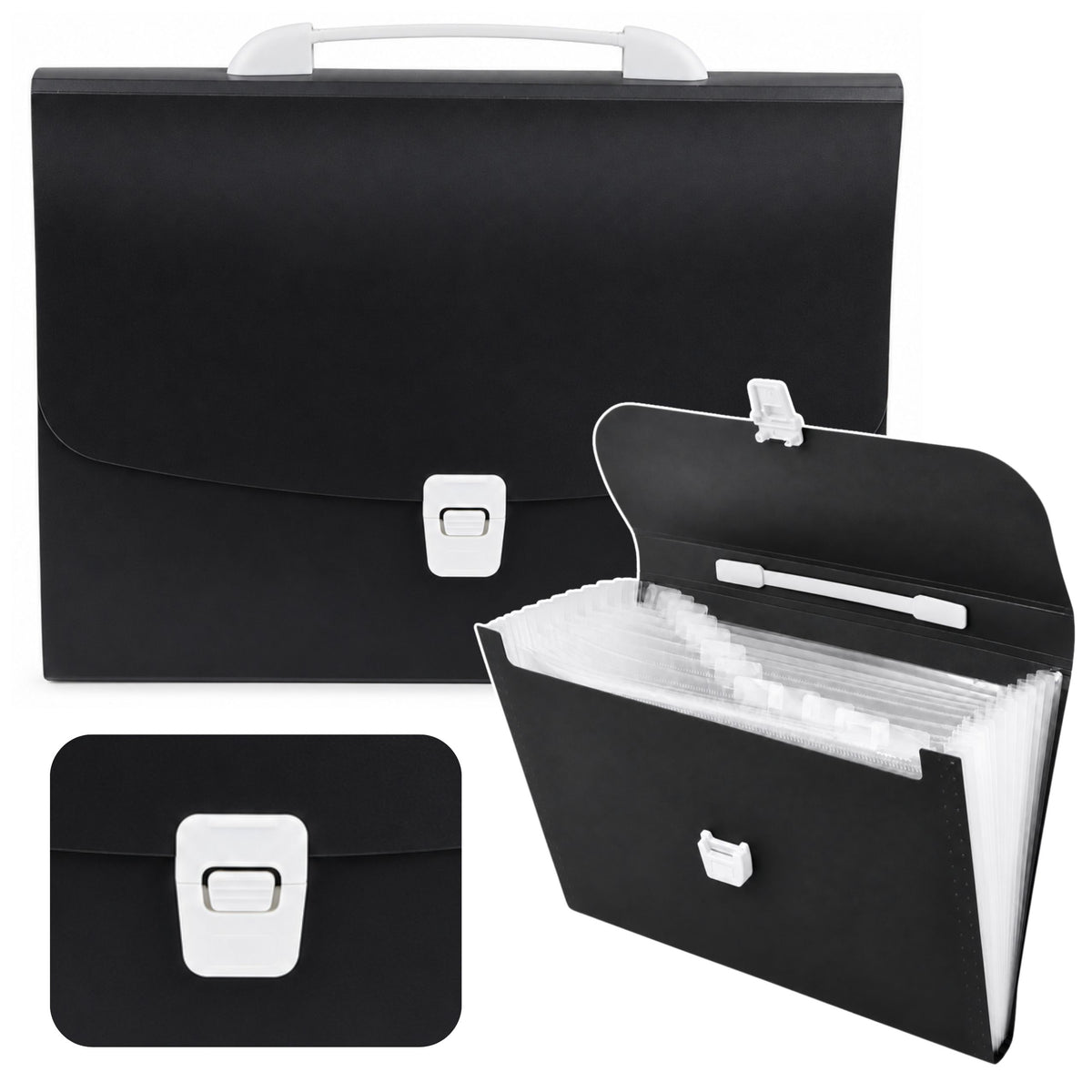 Organizer Folder With Document Holder 13 Compartments Black A4