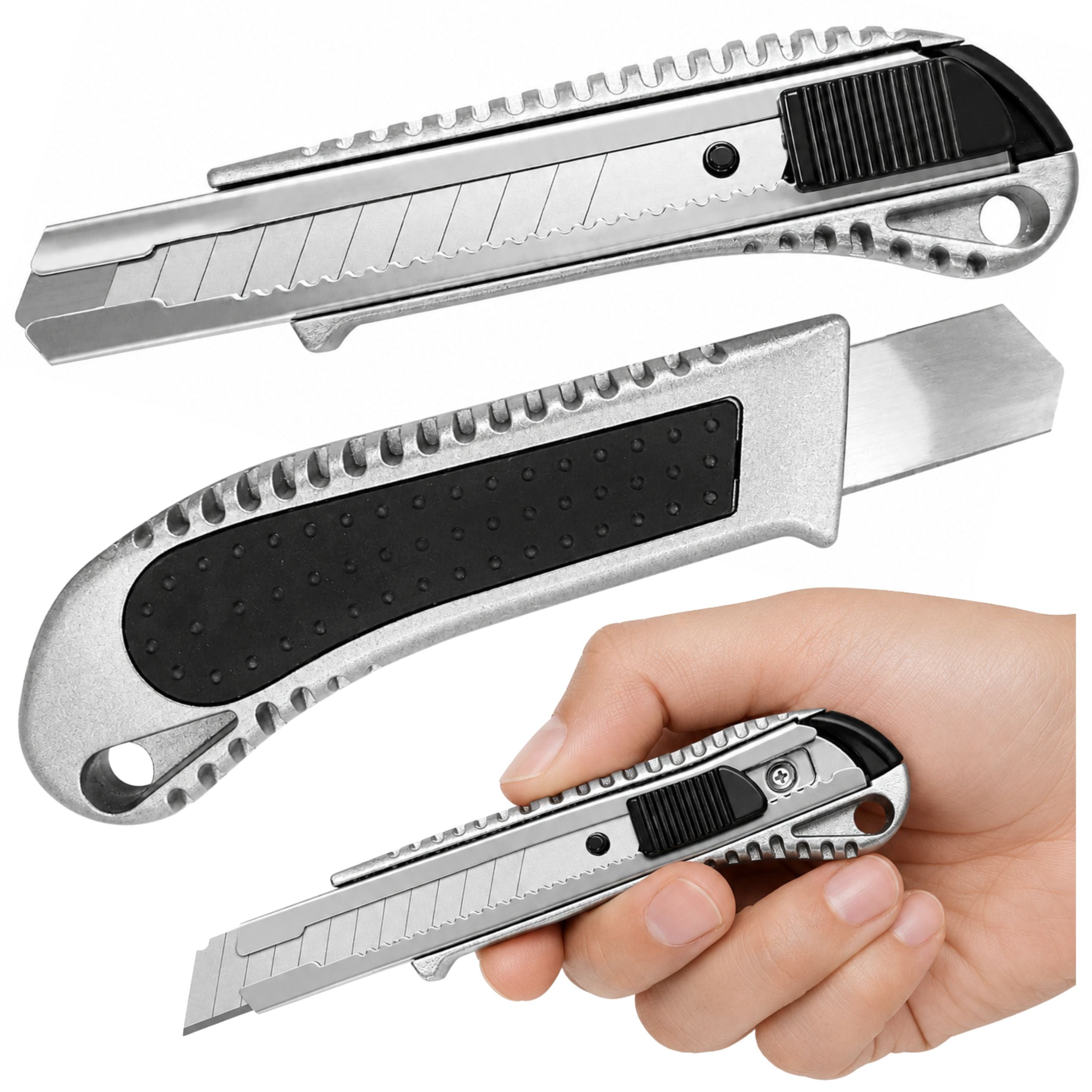 Aluminum Retractable Segment Knife With Lock Snap-off Blade 18 Mm