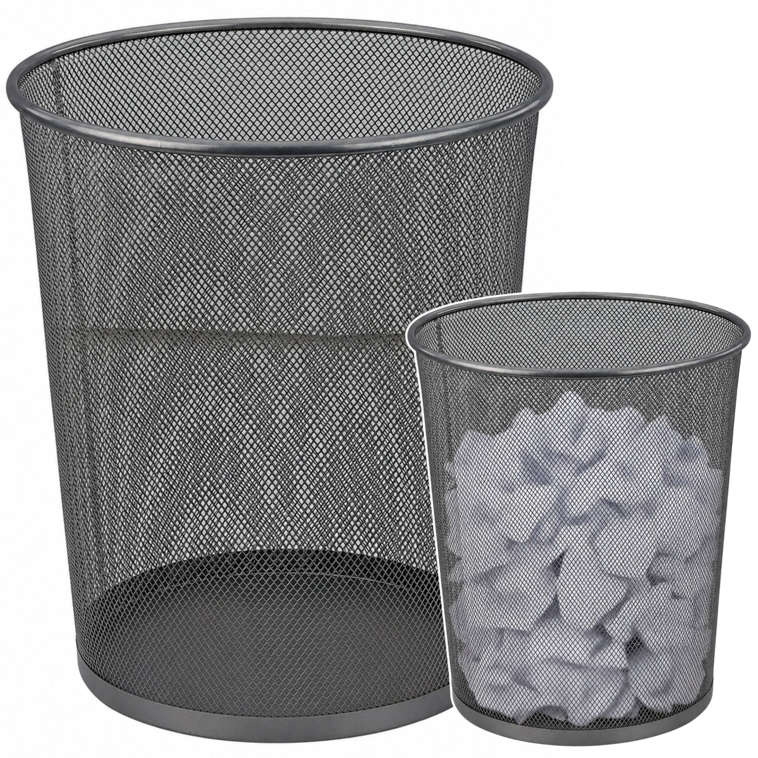 Office Waste Bin Metal Mesh Round Silver 19 L