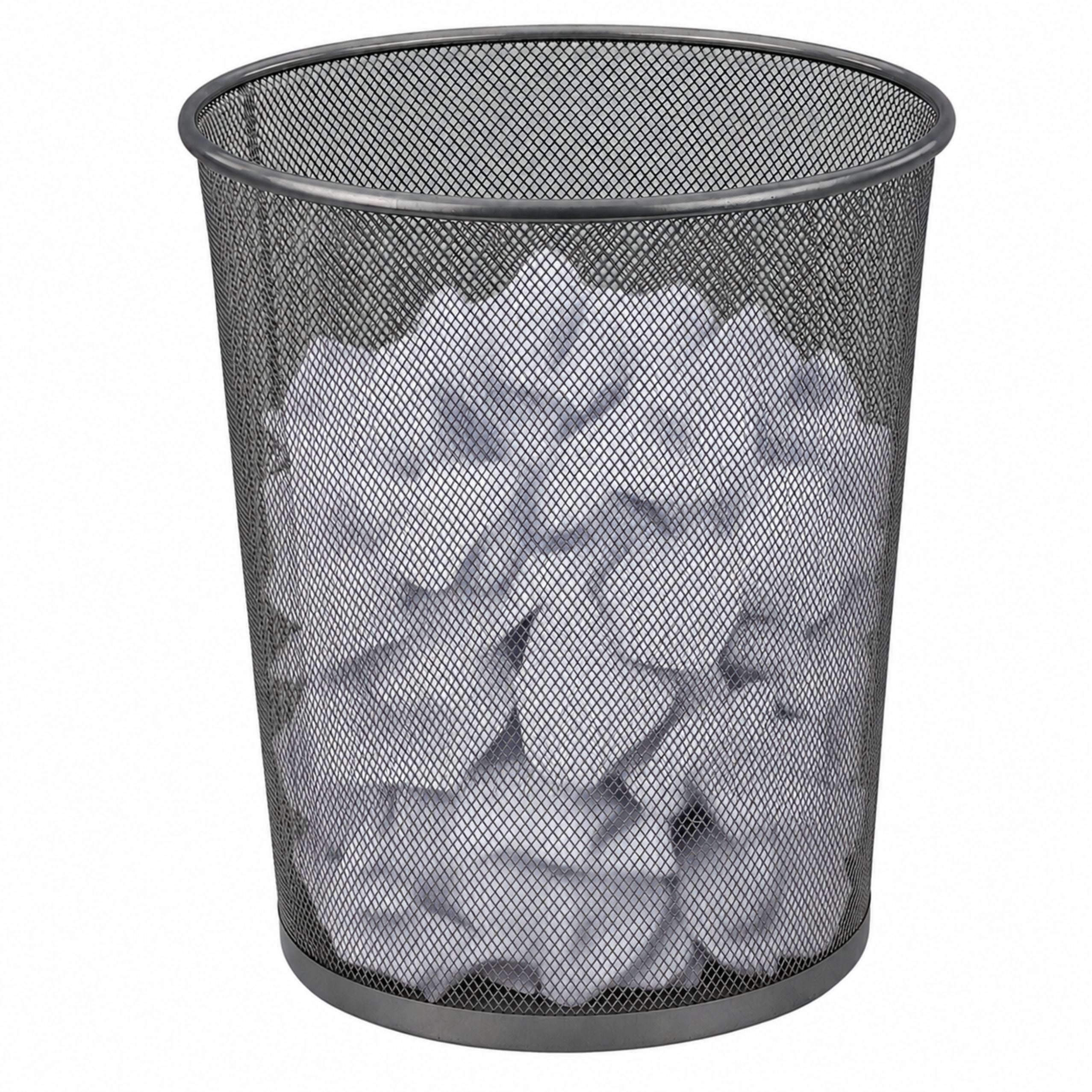 Office Waste Bin Metal Mesh Round Silver 19 L