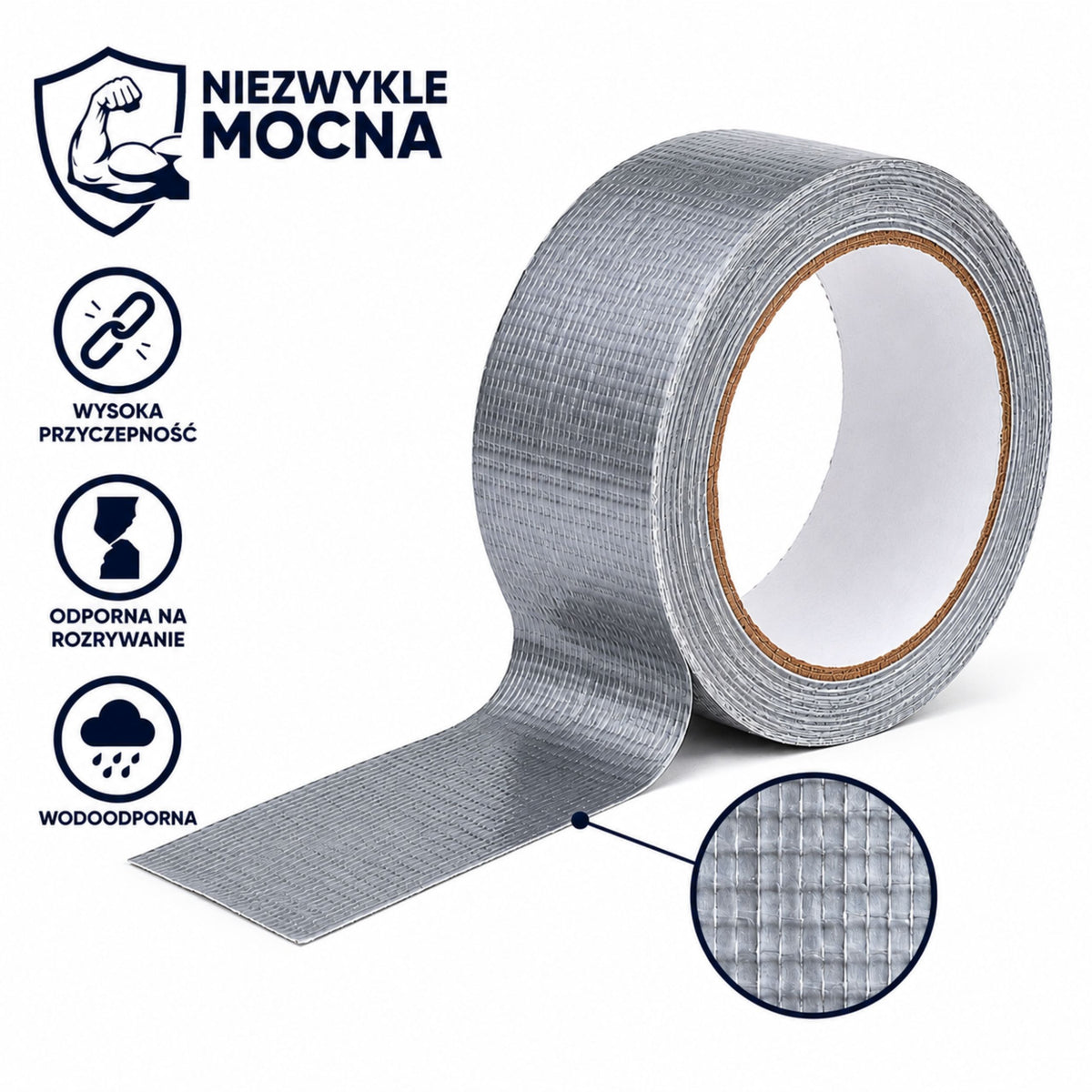 Gray Reinforced Repair Tape Strong Silver 48mm X 15m