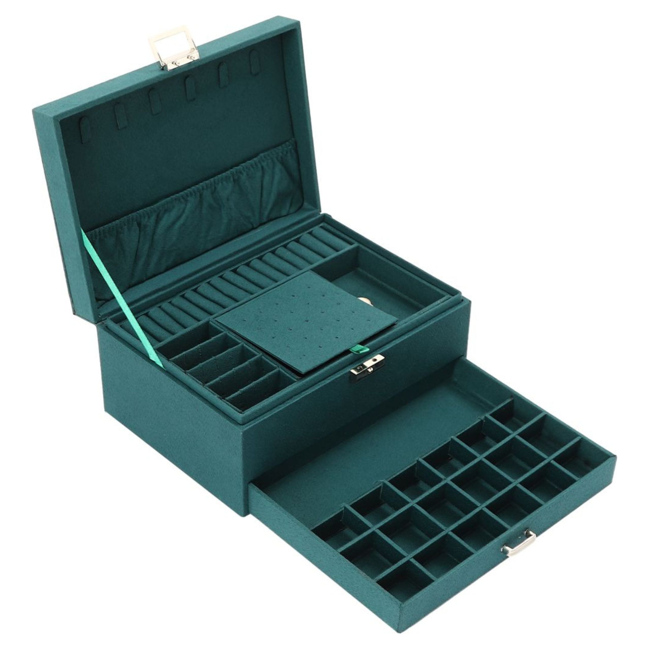 Jewelry Organizer Box With Drawer And Key Green Velvet