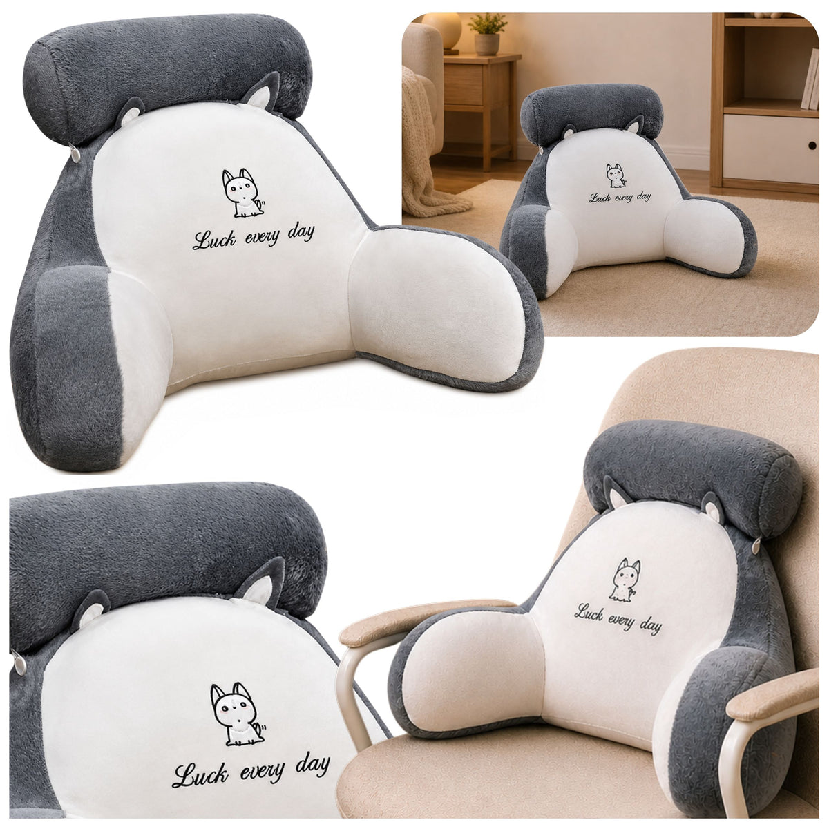 Backrest Armchair Back Support For Armchair Bed White Gray 60 X 40 Cm