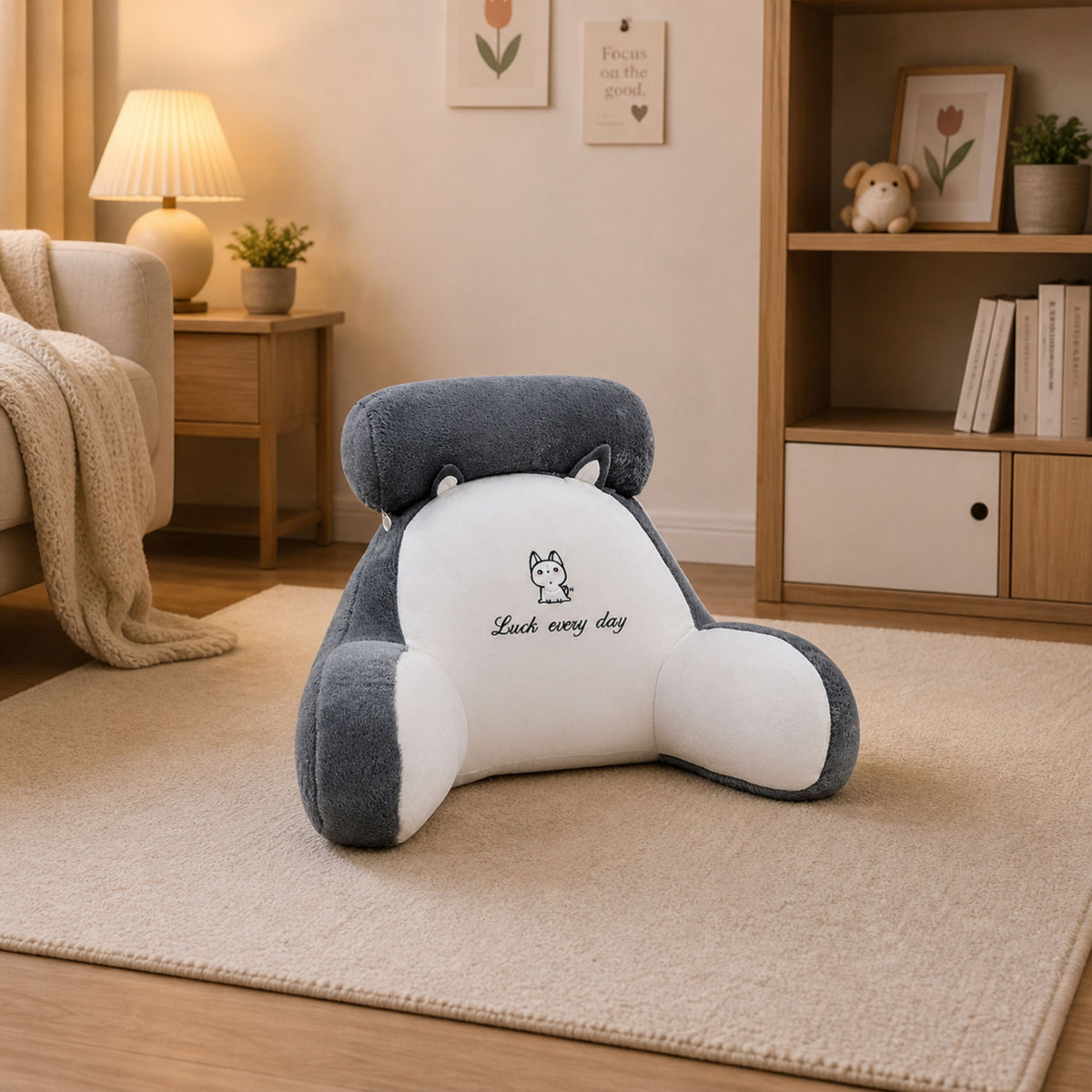 Backrest Armchair Back Support For Armchair Bed White Gray 60 X 40 Cm