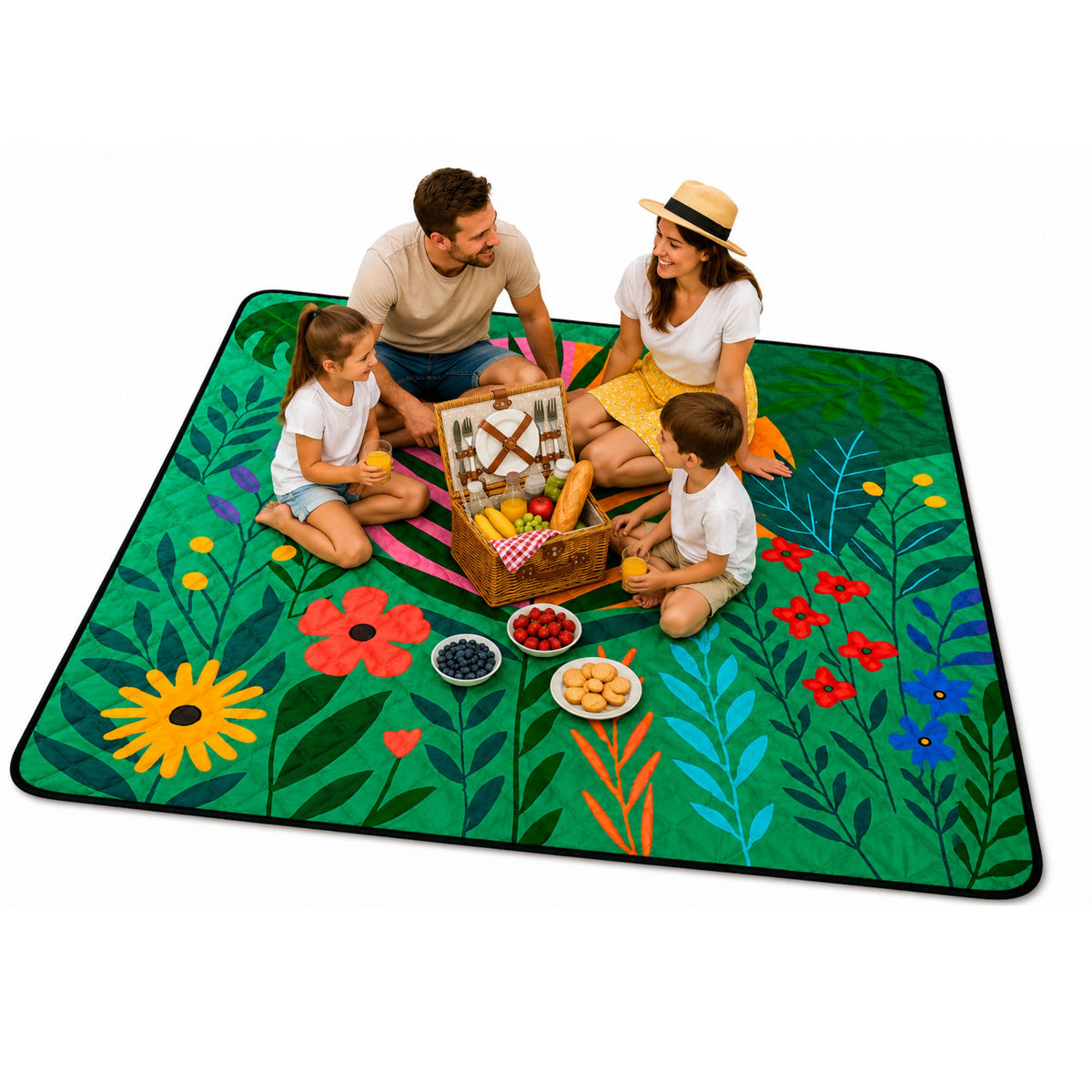 Picknickfilt Strandmatta Resematta Växter Färgglad 100 X 150 Cm