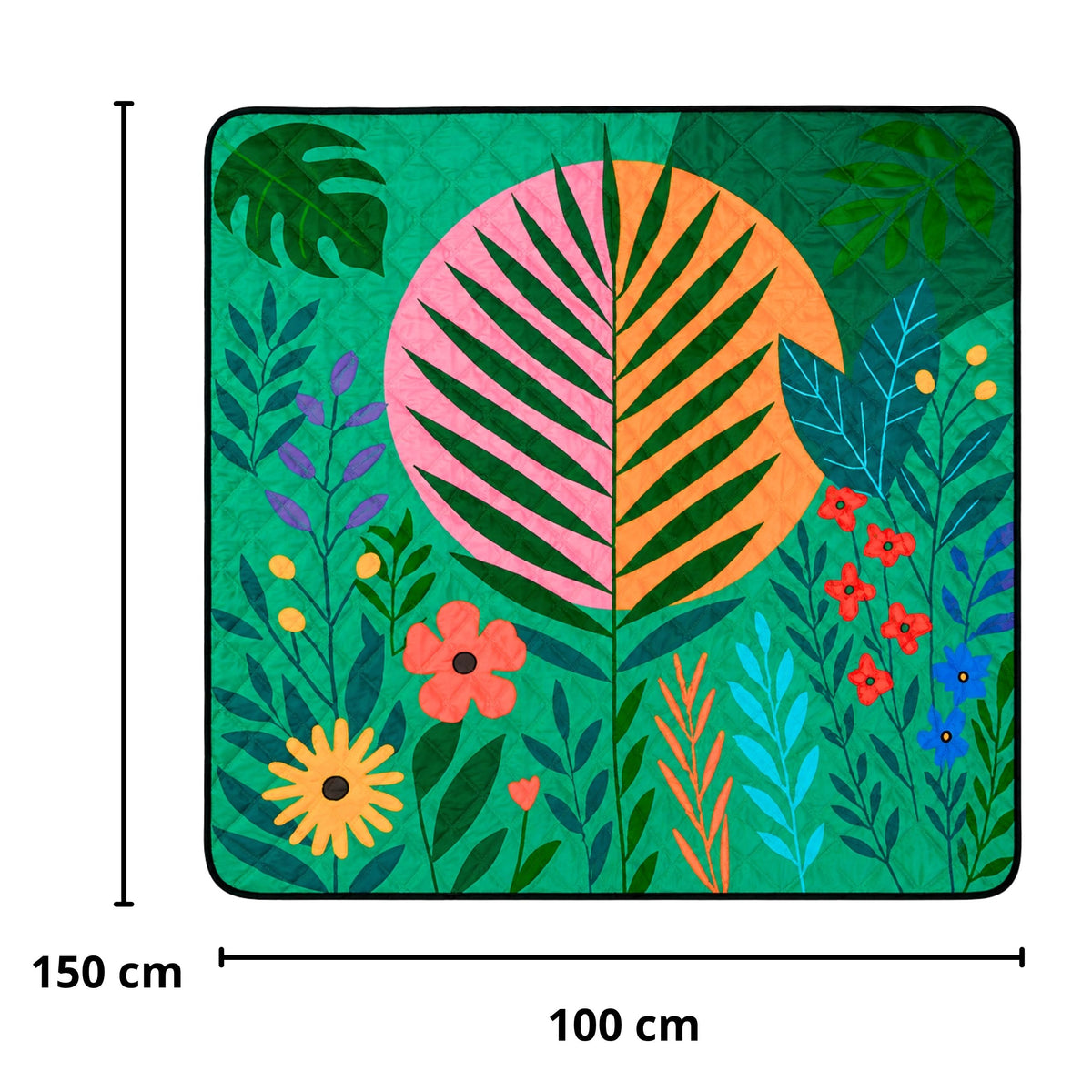 Picknickfilt Strandmatta Resematta Växter Färgglad 100 X 150 Cm
