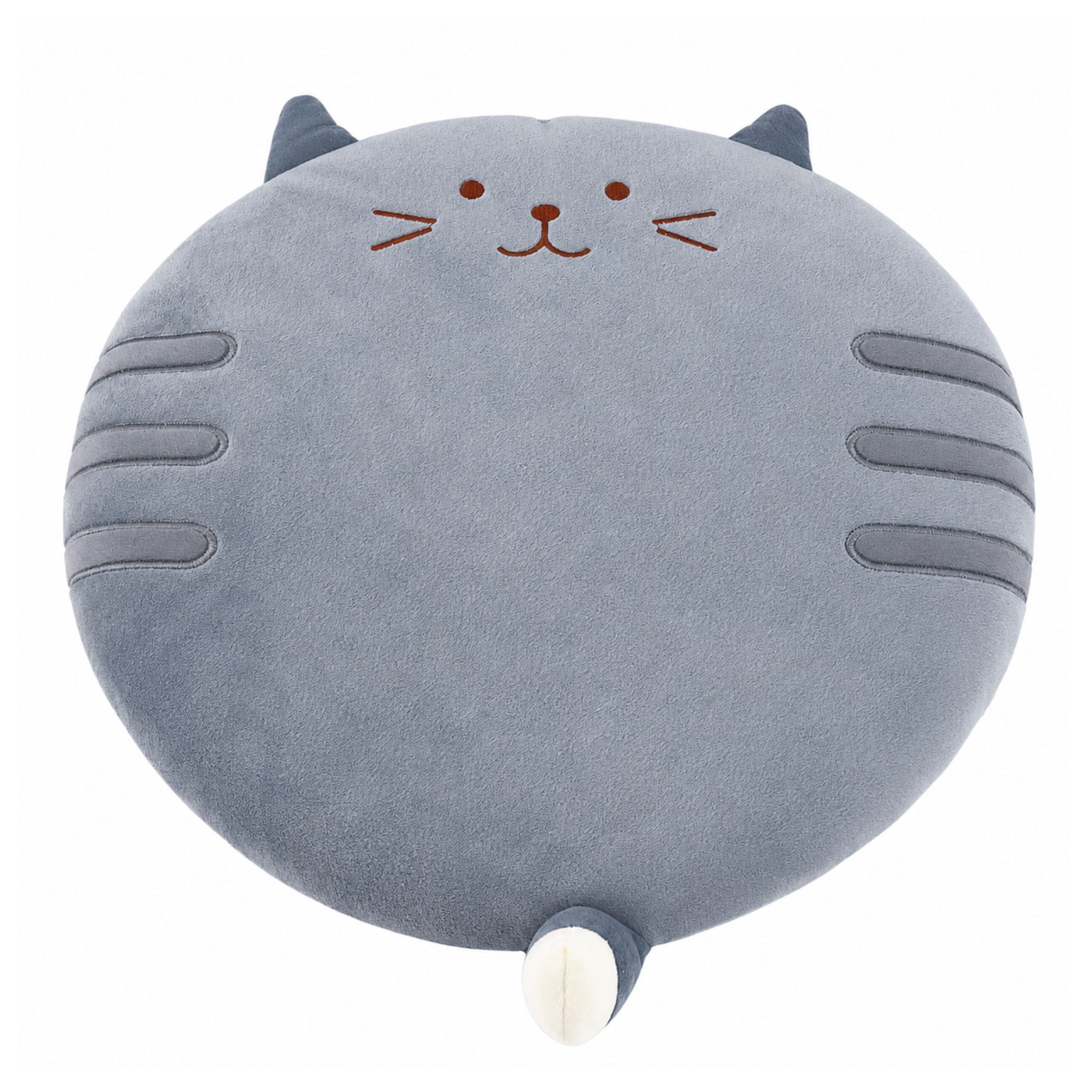 Round Plush Chair Cushion Cat Gray Soft Seat 40 Cm