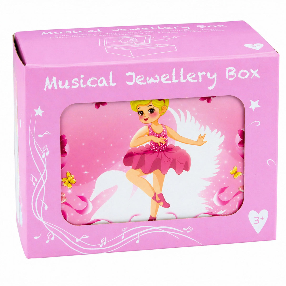 Wind-up Music Box Jewelry Box For Children With Mirror Pink