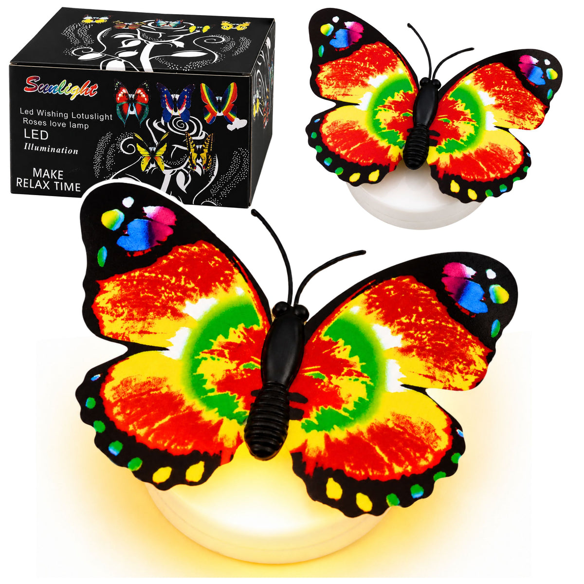 Glödande fjäril Led-dekoration för stickning Självhäftande 6x5 Cm