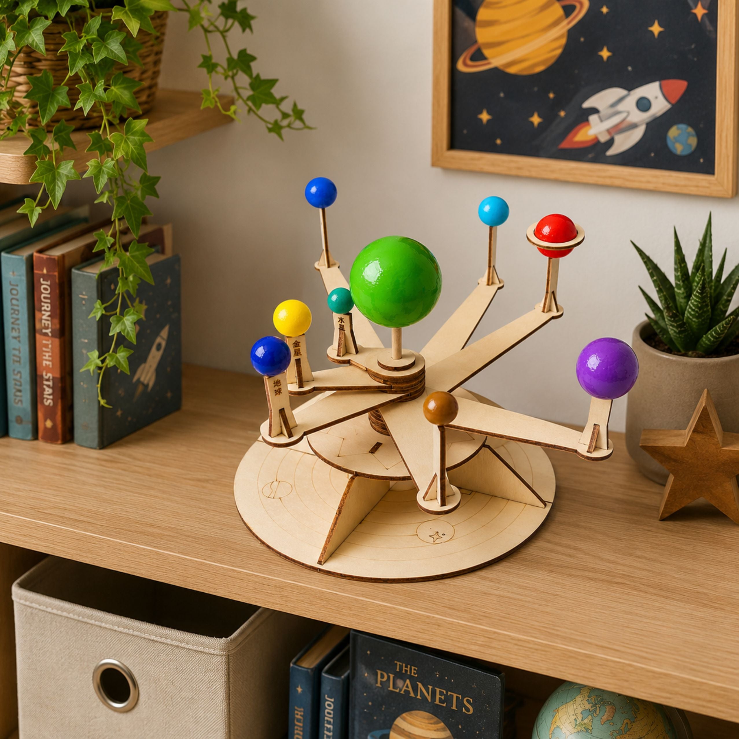 Wooden Solar System Model Planets Diy Educational Kit