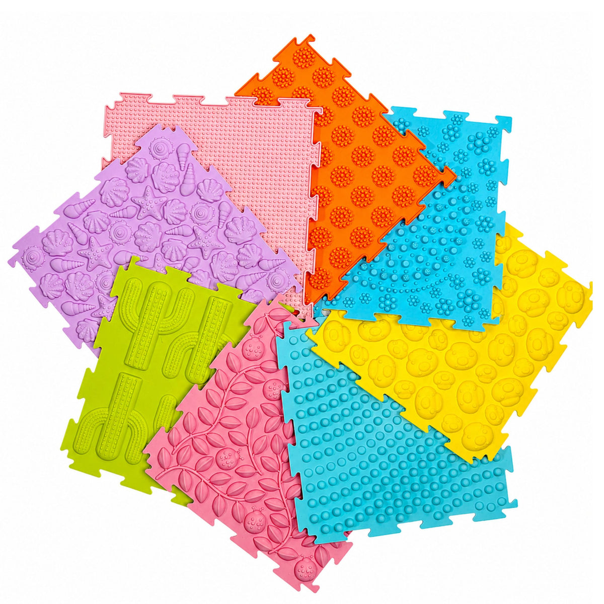 Sensorische Silikon-Puzzlematte Sinnespfad Bunt 25 cm 12 Stk.