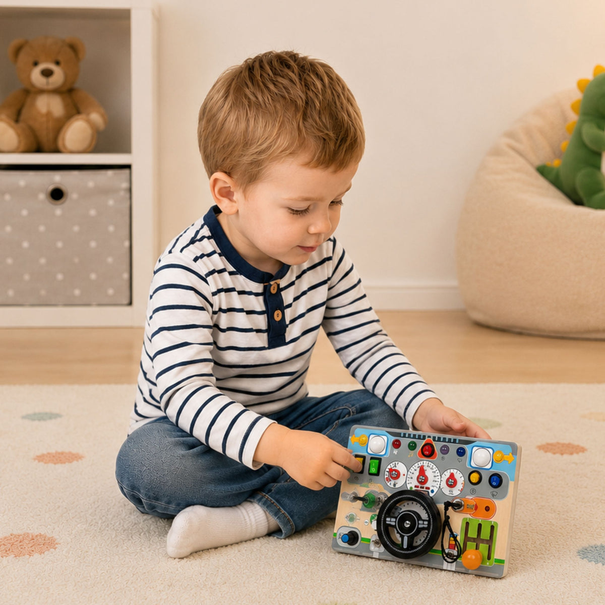 Educational Manipulative Board Simulator Steering Wheel Lights Sounds