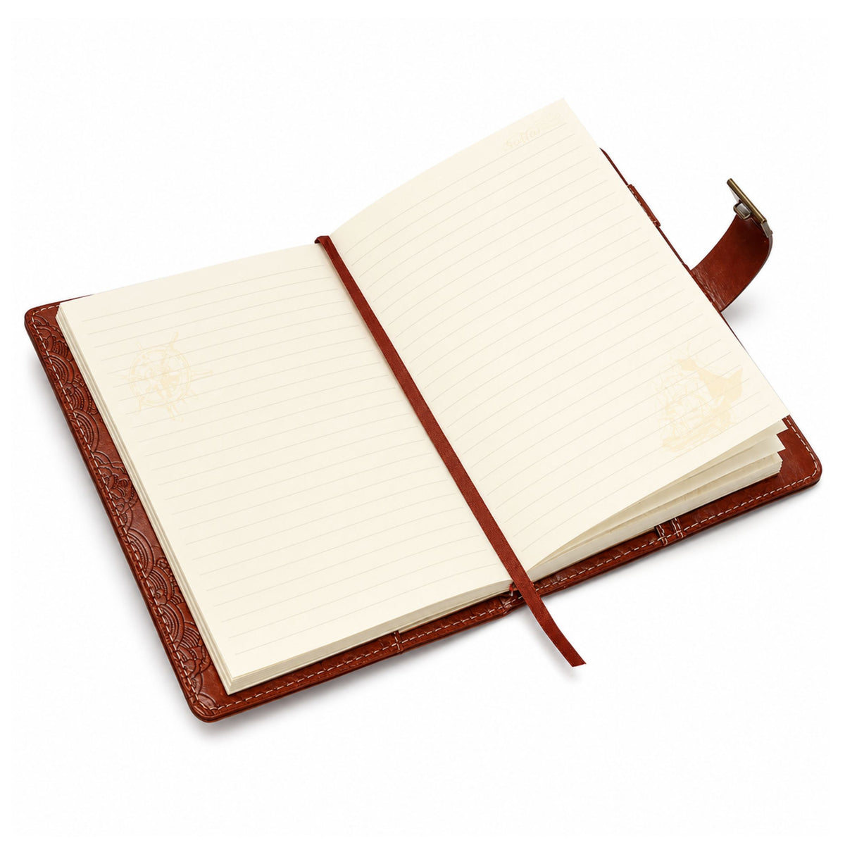 Notebook Diary Password Notebook Eco Leather Brown With Rudder A5