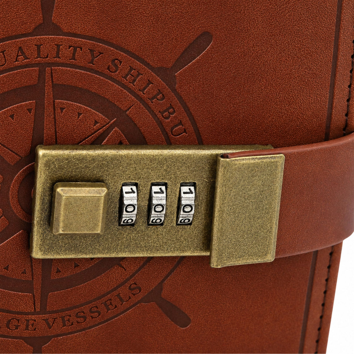Notebook Diary Password Notebook Eco Leather Brown With Rudder A5