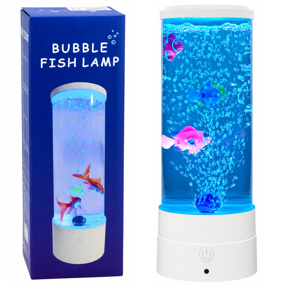 Lampa De Noapte Decorativa Led Rgb Acvariu Cu Pesti 16 Culori Usb Alb