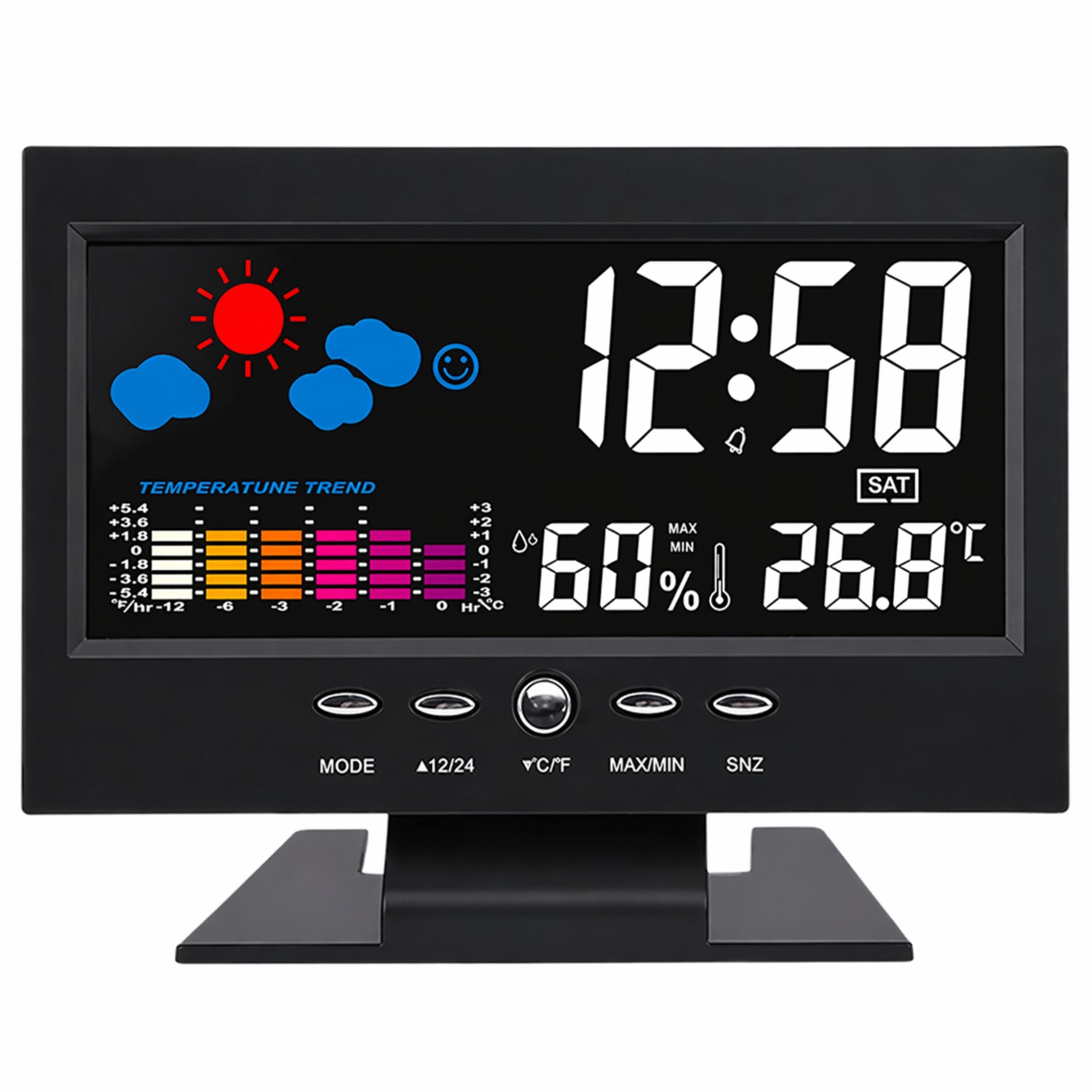 Digital Clock With Indoor Thermometer And Hygrometer Led Weather Station