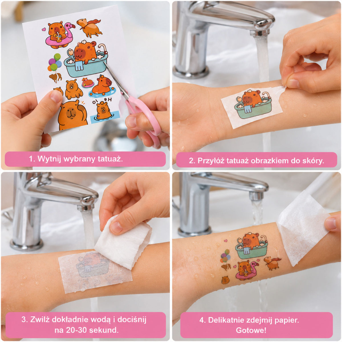 Set Of Temporary Tattoos For Kids Capybara 95 Tattoos