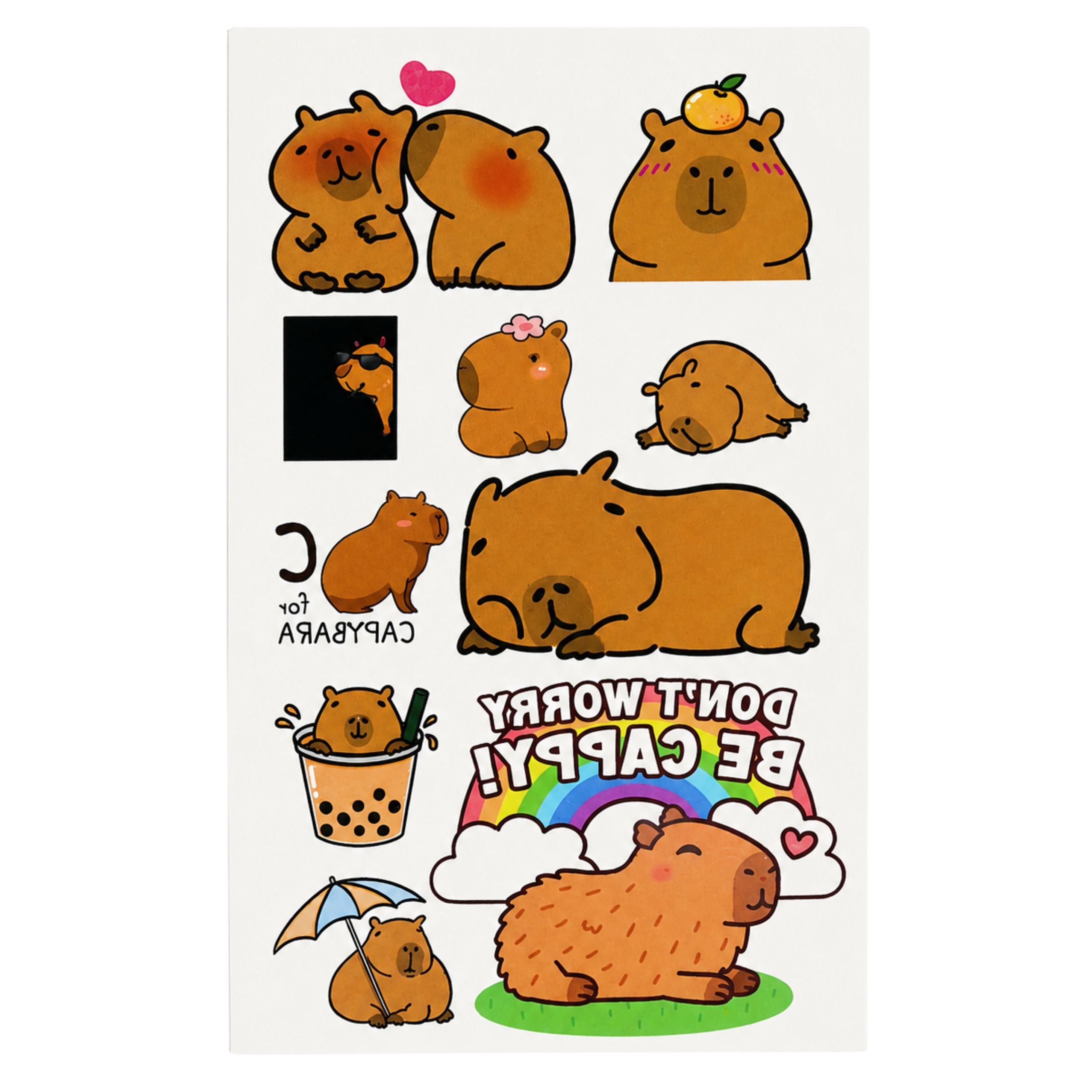 Set Of Temporary Tattoos For Kids Capybara 95 Tattoos