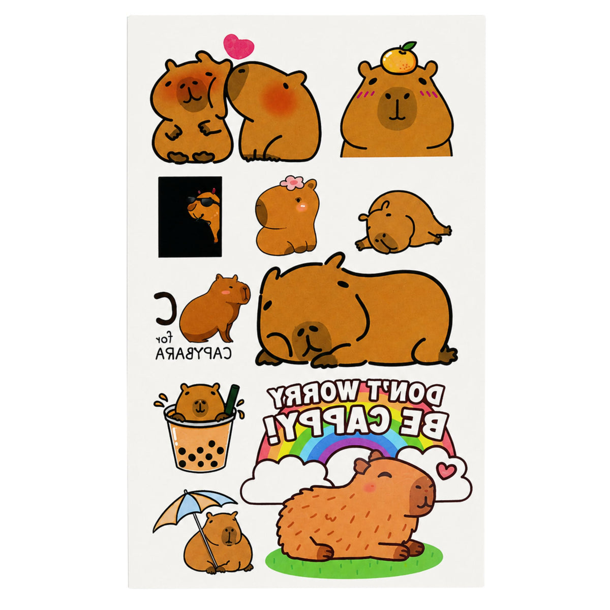 Set Of Temporary Tattoos For Kids Capybara 95 Tattoos