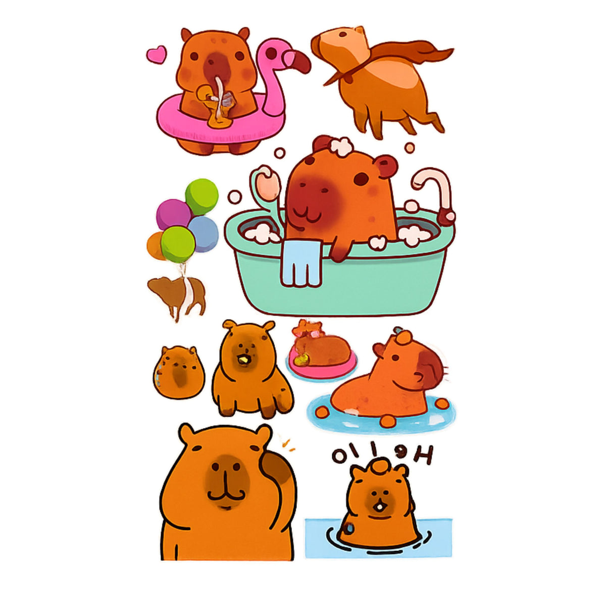 Set Of Temporary Tattoos For Kids Capybara 95 Tattoos