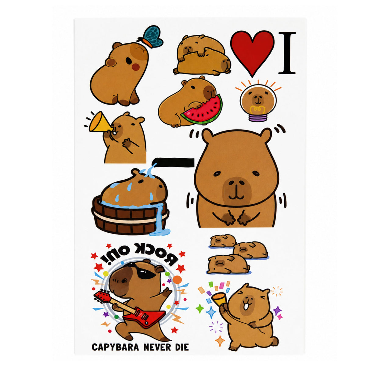 Set Of Temporary Tattoos For Kids Capybara 95 Tattoos