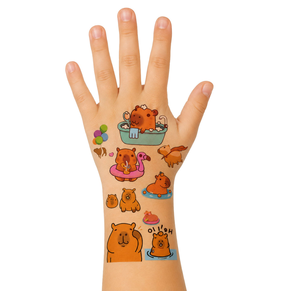 Set Of Temporary Tattoos For Kids Capybara 95 Tattoos