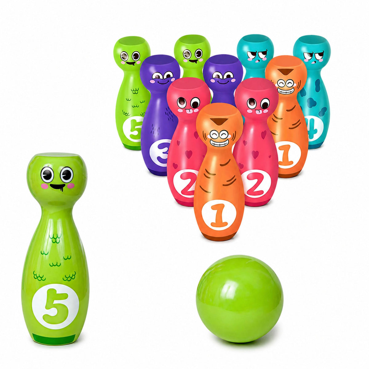Bowling With Smiley Faces Educational Game For Children Skill Sports 10 Pcs.
