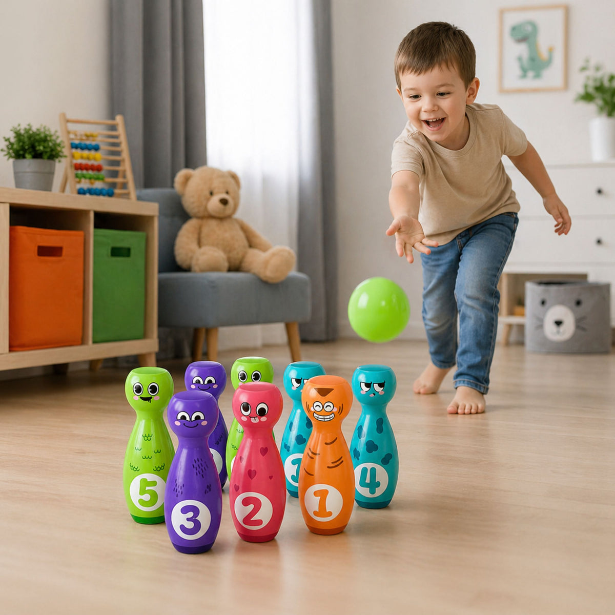 Bowling With Smiley Faces Educational Game For Children Skill Sports 10 Pcs.
