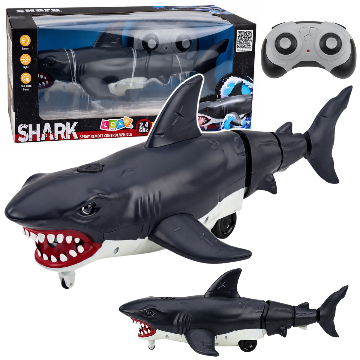Rc Shark Plimbare cu telecomandă Mișcă farurile din spate Efect de fum Negru
