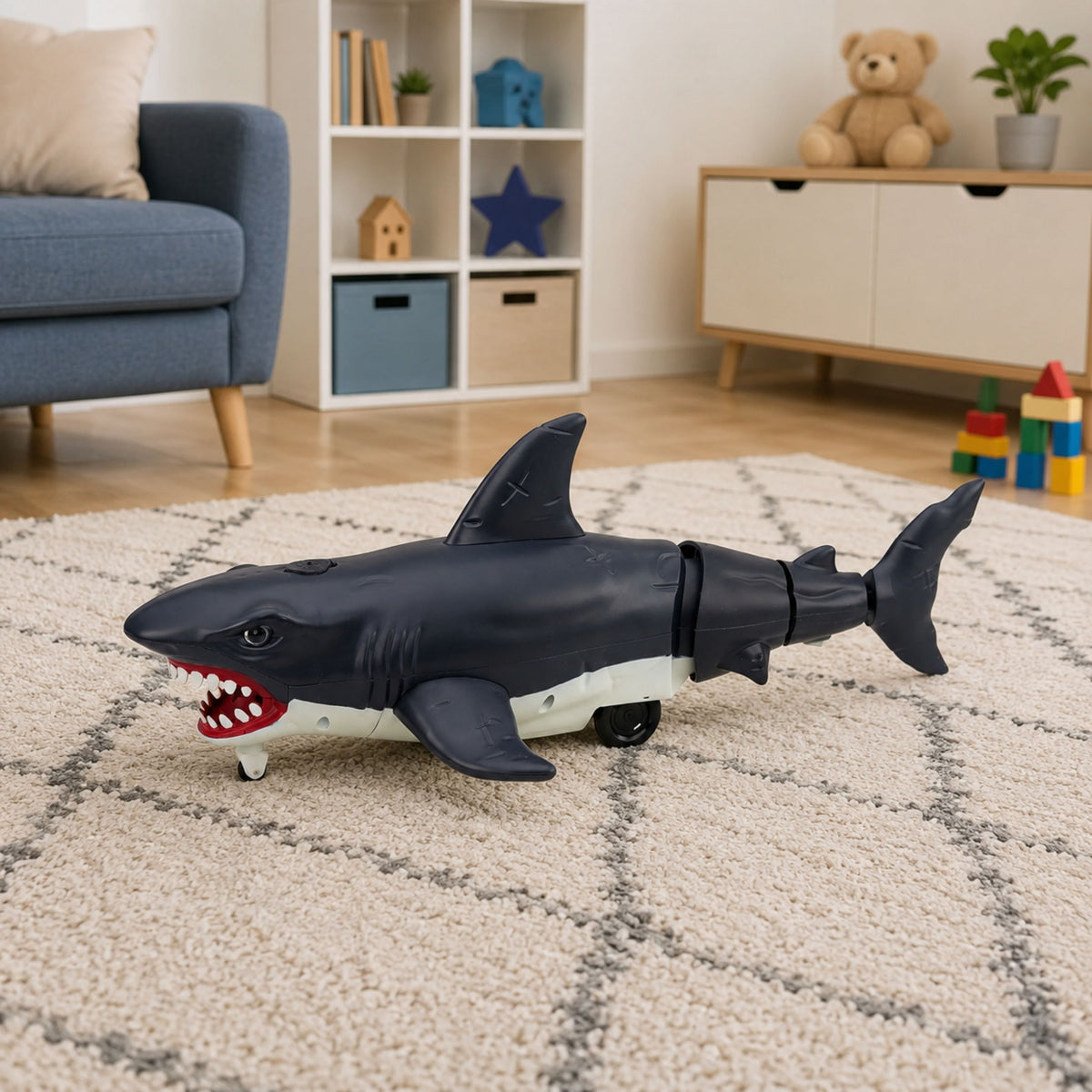 Rc Shark Plimbare cu telecomandă Mișcă farurile din spate Efect de fum Negru