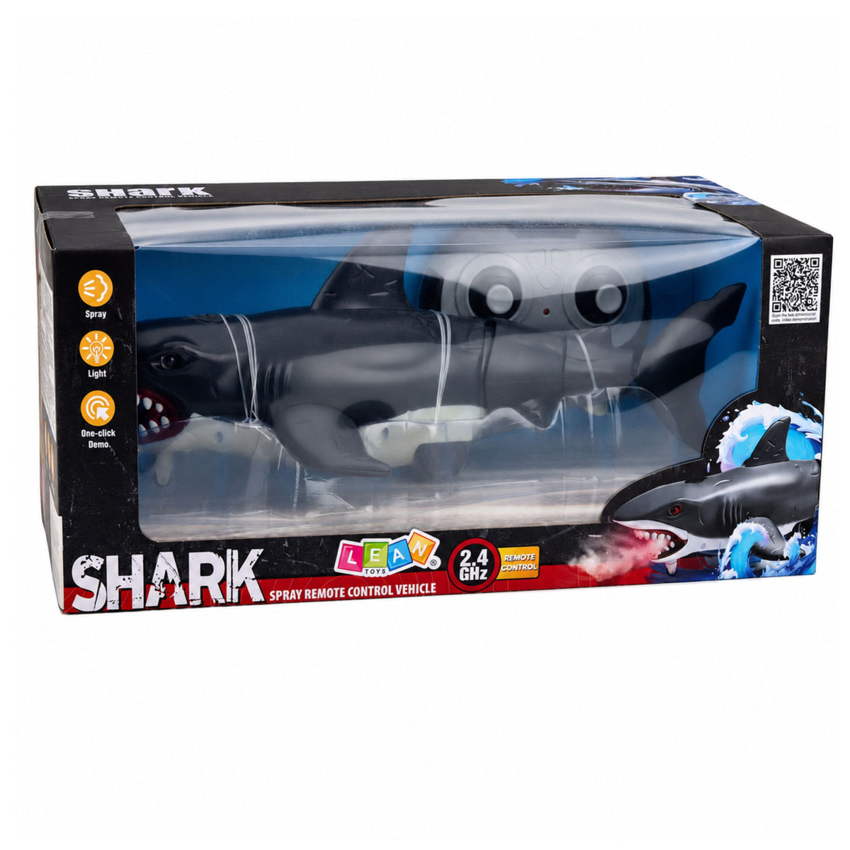 Rc Shark Plimbare cu telecomandă Mișcă farurile din spate Efect de fum Negru