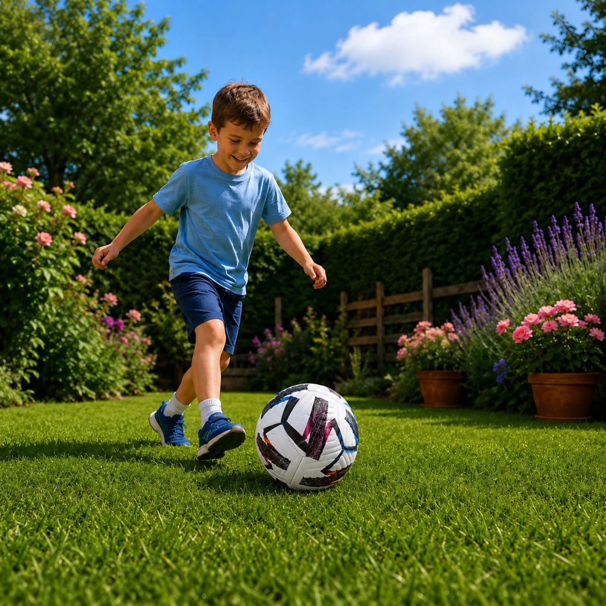 Training Football For The Grass Pitch White Patterns 22 Cm Size 5
