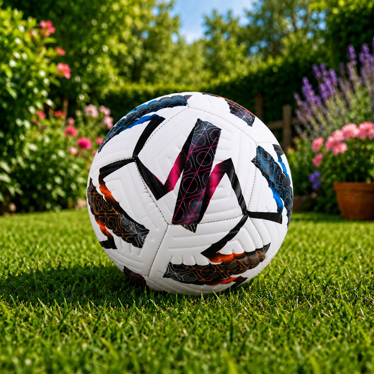 Training Football For The Grass Pitch White Patterns 22 Cm Size 5