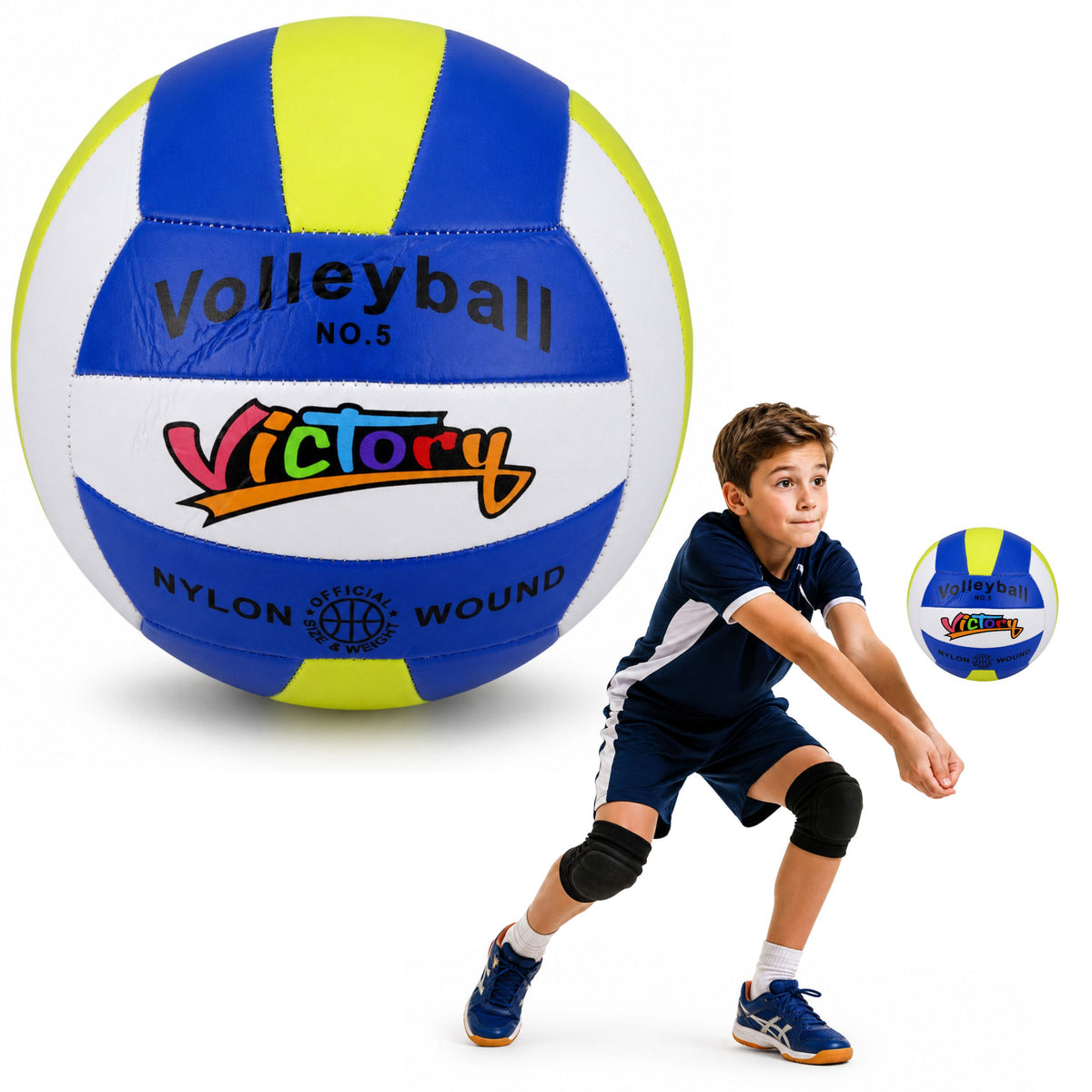 Balón de entrenamiento de voleibol que rebota amarillo blanco azul 22 cm talla 5