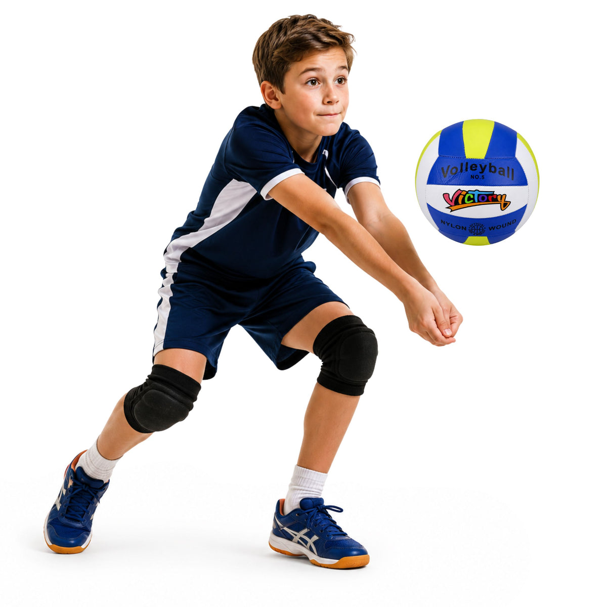 Balón de entrenamiento de voleibol que rebota amarillo blanco azul 22 cm talla 5